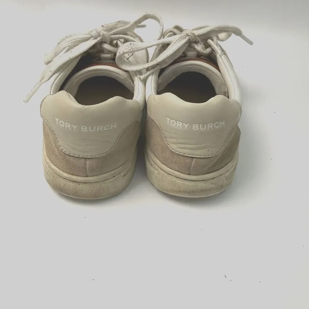 Tory‎ Burch Women's 7 Color Block Signature Logo Leather Sneaker Shoes